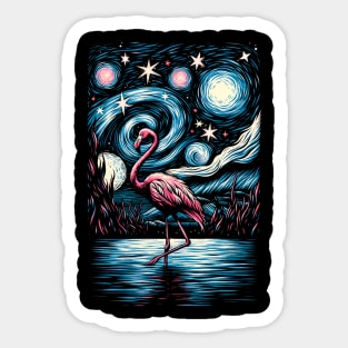 Sunset Stroll Chic Flamingo Tee for Evening Beach Walks Sticker